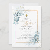 PixDezines H2 Blue Gum Eucalyptus Baptisme Kaart (Voorkant)