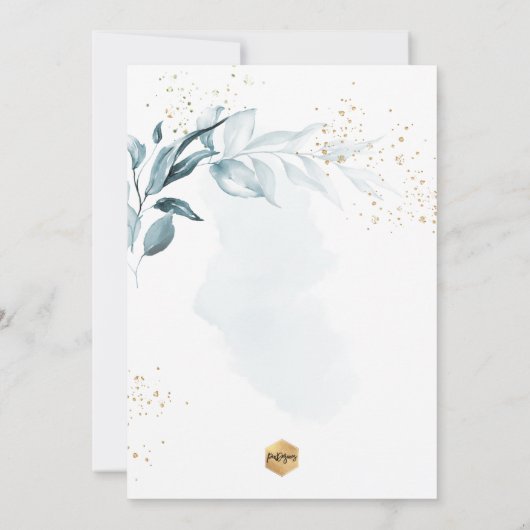 PixDezines H2 Blue Gum Eucalyptus Bautizo Kaart (Achterkant)