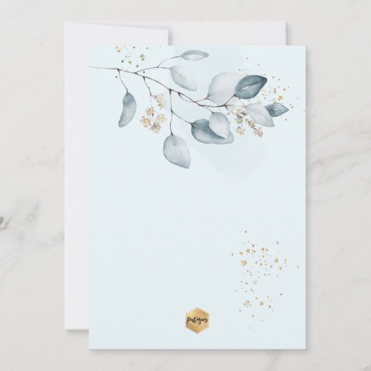 PixDezines H2 Blue Gum Eucalyptus Christening Kaart (Achterkant)