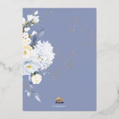 PixDezines H2 Blue Hydrangeas Cream Rozen Baptisme Folie Uitnodiging (Achterkant)