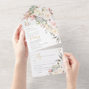 PixDezines H2 Blush Alabaster Cream-Rozen All In One Uitnodiging