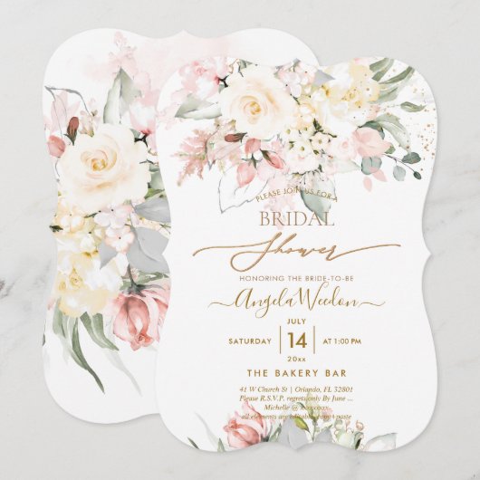 PixDezines H2 Blush alabaster Roos Vrijgezellenfee Kaart (Voorkant / Achterkant)