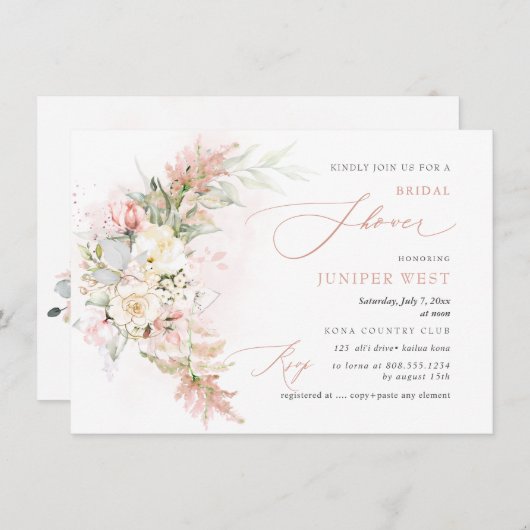 PixDezines H2 Blush alabaster Roos Vrijgezellenfee Save The Date (Voorkant / Achterkant)