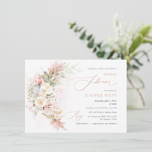 PixDezines H2 Blush alabaster Roos Vrijgezellenfee Save The Date (Staand voorkant)