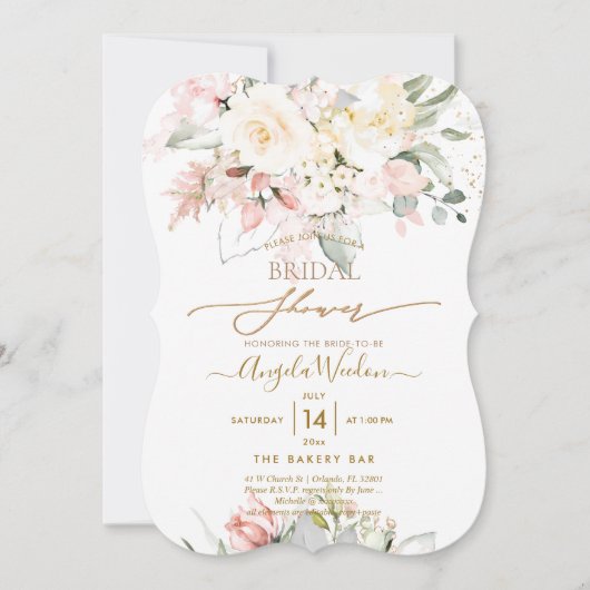 PixDezines H2 Blush Alabaster Rozen Bruidsborrel  Kaart (Voorkant)