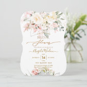 PixDezines H2 Blush Alabaster Rozen Bruidsborrel  Kaart (Staand voorkant)