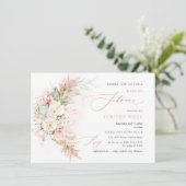 PixDezines H2 Blush Alabaster Rozen Bruiloft Feest Save The Date (Staand voorkant)