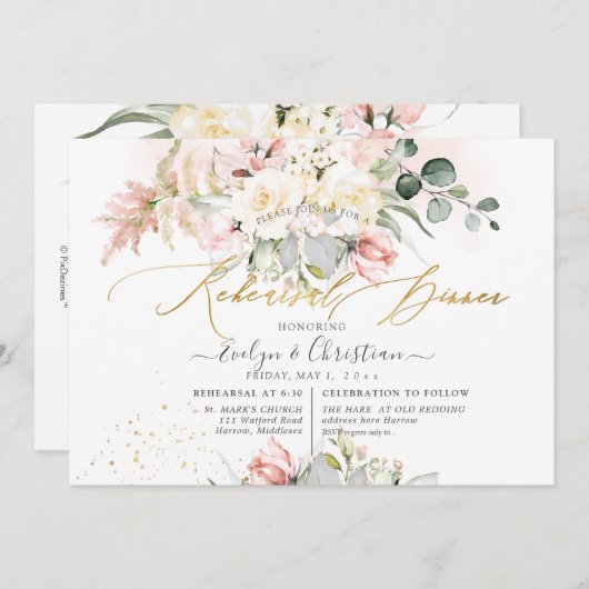 PixDezines H2 Blush alabaster Rozen repetitie Kaart (Voorkant / Achterkant)