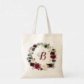 PixDezines H2 Blush Bordeaux Navy Bloemen Bruiloft Tote Bag (Achterkant)