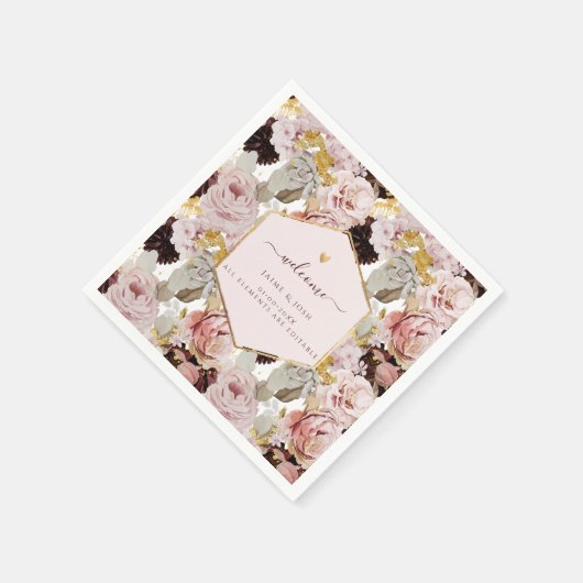 PixDezines  H2 Blush Bourgogne Rozen Servet (Hoek)