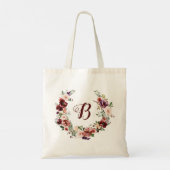 PixDezines H2 Blush Burgundy Bloemen Bruidsdiner Tote Bag (Achterkant)