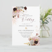 PixDezines H2 Blush Burgundy Flowers Kaart (Staand voorkant)