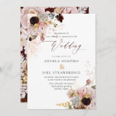 PixDezines H2 Blush Burgundy Flowers Kaart (Voorkant / Achterkant)