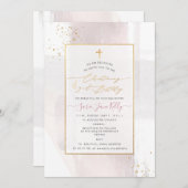 PixDezines H2 Blush Christening+2nd Birthday Invit Kaart (Voorkant / Achterkant)