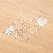 PixDezines H2 Blush Cream Roses Confirmation Acryl Uitnodigingen (Laagn)