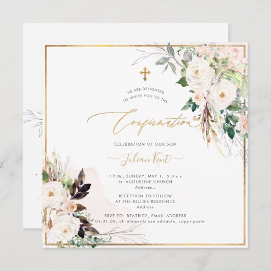 PixDezines H2 Blush Cream Rozen Bevestiging Kaart (Voorkant / Achterkant)