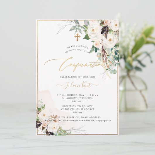 PixDezines H2 Blush Cream Rozen Bevestiging Kaart (Staand voorkant)