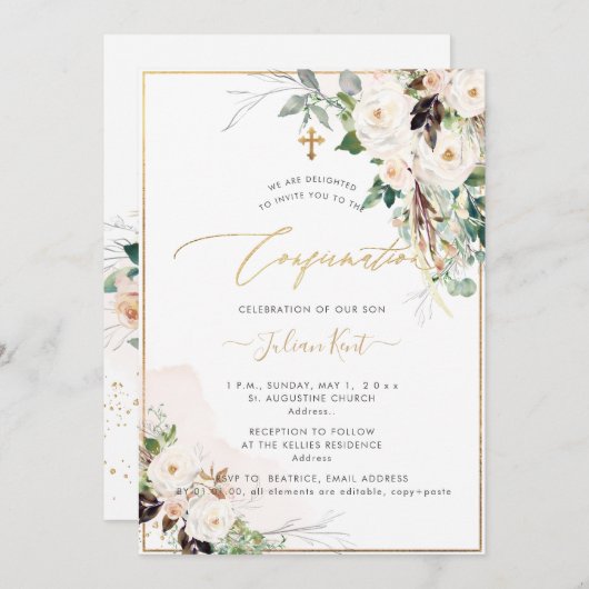 PixDezines H2 Blush Cream Rozen Bevestiging Kaart (Voorkant / Achterkant)