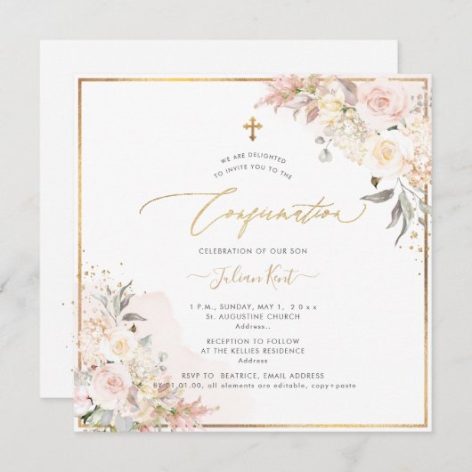 PixDezines H2 Blush Cream Rozen Bevestiging Kaart (Voorkant / Achterkant)