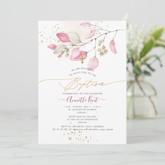 PixDezines H2 Blush Gum Eucalyptus Doop Kaart (Staand voorkant)