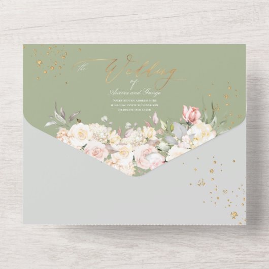 PixDezines H2 Blush in alabaster Rozen All In One Uitnodiging (Achterkant)