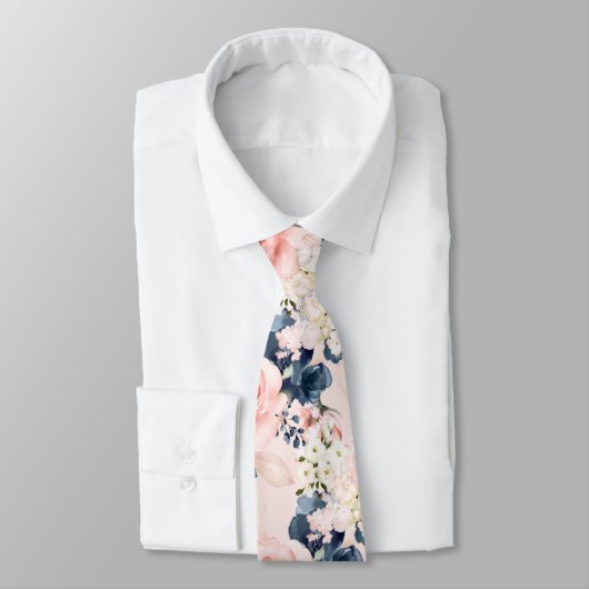 PixDezines H2 Blush Navy Rozen DIY Achtergrond Stropdas (Gebonden)