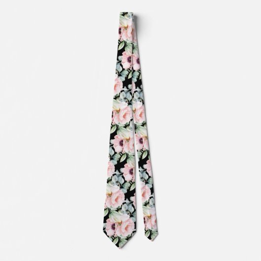 PixDezines H2 Blush Peonies Anemonies Eucalyptus N Stropdas (Voorkant)