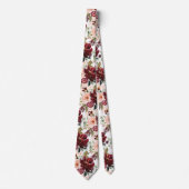 PixDezines H2 Blush Pink Burgundy Flowers  Stropdas (Voorkant)