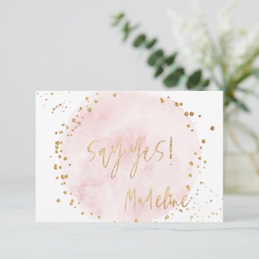 PixDezines H2 Blush Pink Cotton Snoep Mitzvah RSVP Kaart (Staand voorkant)