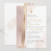 PixDezines H2 Blush Pink First Jesus Communivi Kaart (Voorkant / Achterkant)