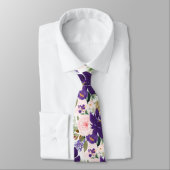 PixDezines H2 Blush Pink Purple Flowers  Stropdas (Gebonden)