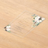 PixDezines H2 Blush Roses First Holy Communion Acryl Uitnodigingen (Laagn)