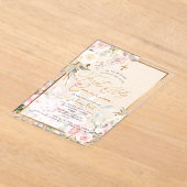 PixDezines H2 Blush Roses First Holy Communion Acryl Uitnodigingen (Laagn)