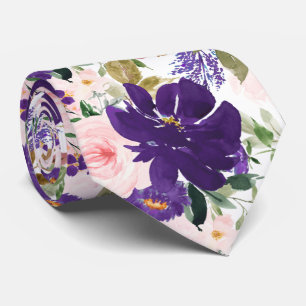 PixDezines H2 Blush Roze Paarse Bloemen Stropdas