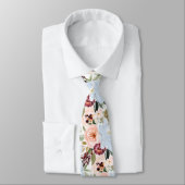 PixDezines H2 Blush Roze Stof Blauwe Bloemen Stropdas (Gebonden)
