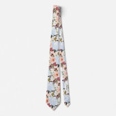 PixDezines H2 Blush Roze Stof Blauwe Bloemen Stropdas (Voorkant)
