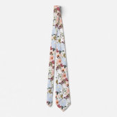 PixDezines H2 Blush Roze Stof Blauwe Bloemen Stropdas (Achterkant)