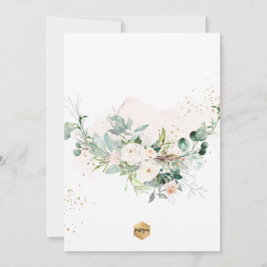 PixDezines H2 Blush Rozen Baptisme Kaart (Achterkant)