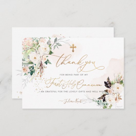 PixDezines H2 Blush Rozen Bedankkaart (Voorkant / Achterkant)