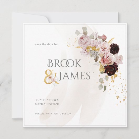 PixDezines H2 Blush Rozen Black Dahlia Save Date Save The Date (Voorkant)