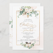 PixDezines H2 Blush Rozen Christening Kaart (Voorkant / Achterkant)