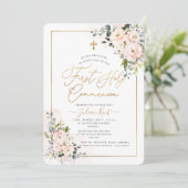 PixDezines H2 Blush Rozen eerste Heilige Communie Kaart (Staand voorkant)