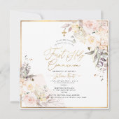 PixDezines H2 Blush Rozen Eerste Heilige Communie Kaart (Voorkant)