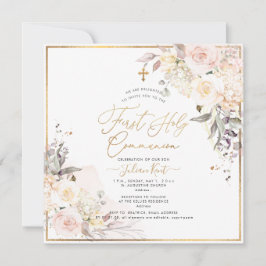 PixDezines H2 Blush Rozen Eerste Heilige Communie Kaart