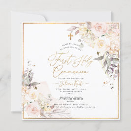 PixDezines H2 Blush Rozen Eerste Heilige Communie Kaart