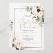 PixDezines H2 Blush Rozen Eerste Heilige Communie Kaart (Voorkant / Achterkant)