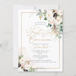 PixDezines H2 Blush Rozen Eerste Heilige Communie Kaart