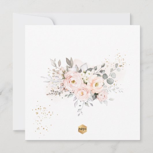 PixDezines H2 Blush Rozen Eerste Heilige Communie Kaart (Achterkant)