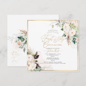 PixDezines H2 Blush Rozen Eerste Heilige Communie Kaart (Voorkant / Achterkant)