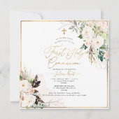 PixDezines H2 Blush Rozen Eerste Heilige Communie Kaart (Voorkant)